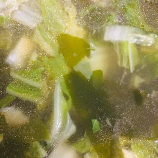 白菜とわかめと生姜のスープ
